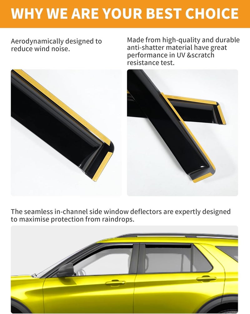 Deejecsun in-Channel Window Rain Guards Fit for Honda CR-V CRV 2023-2026 C-RV Extra Durable Rain Guard Window Deflectors Vent Visors Vent Shades Exterior Car Accessories- 4 pcs - Image 5